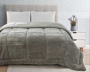Trapunta Piumone Invernale In Tessuto Flanellato Effetto Velluto 550 Gr-Mq Grigio - Singolo