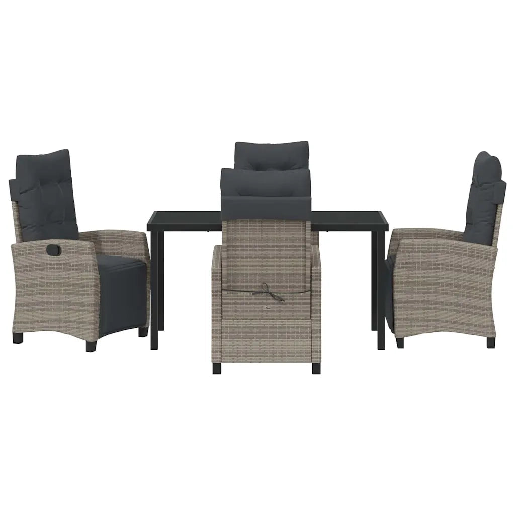 Set da Pranzo per Giardino con cuscino 5 pcs Grigio polyrattan