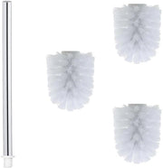 Set di spazzole per il water di acciaio inossidabile WAVEWO 304 | 1 x impugnatura in acciaio inossidabile lucido (27 cm) | 3 x cappucci intercambiabili Ø 6,5 cm | Ambientalmente amichevole | Per bagni moderni (bianco, 6,5 cm)