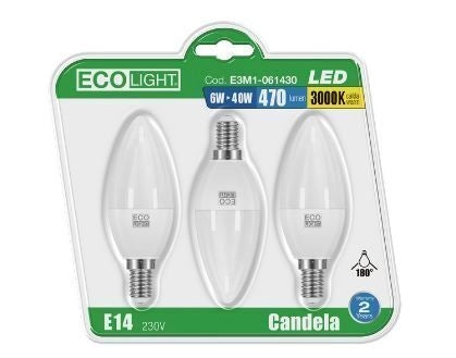 Bisonte Lampadina Led Tris Candela E14 6W=40W 6400k