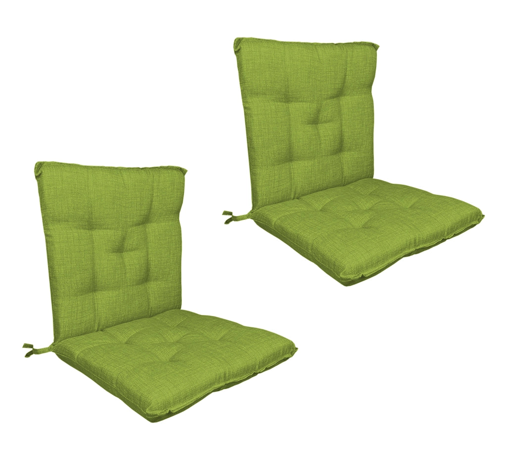 Set Cuscini Sedia Con Schienale Imbottiti Con Laccetti Banda Elastica 40 x 80 Cm Verde - 2 Pezzi