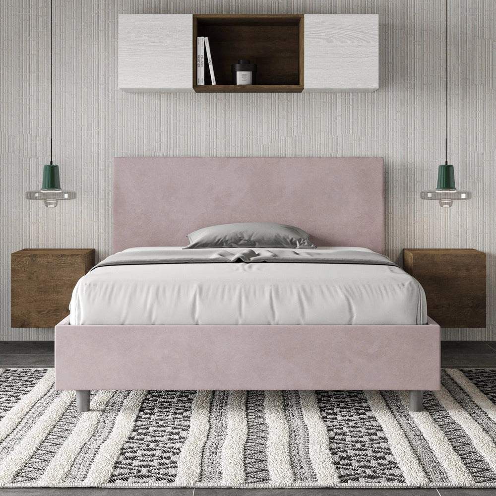 Letto Matrimoniale 160x210 cm con Rete e Contenitore Adele Glicine