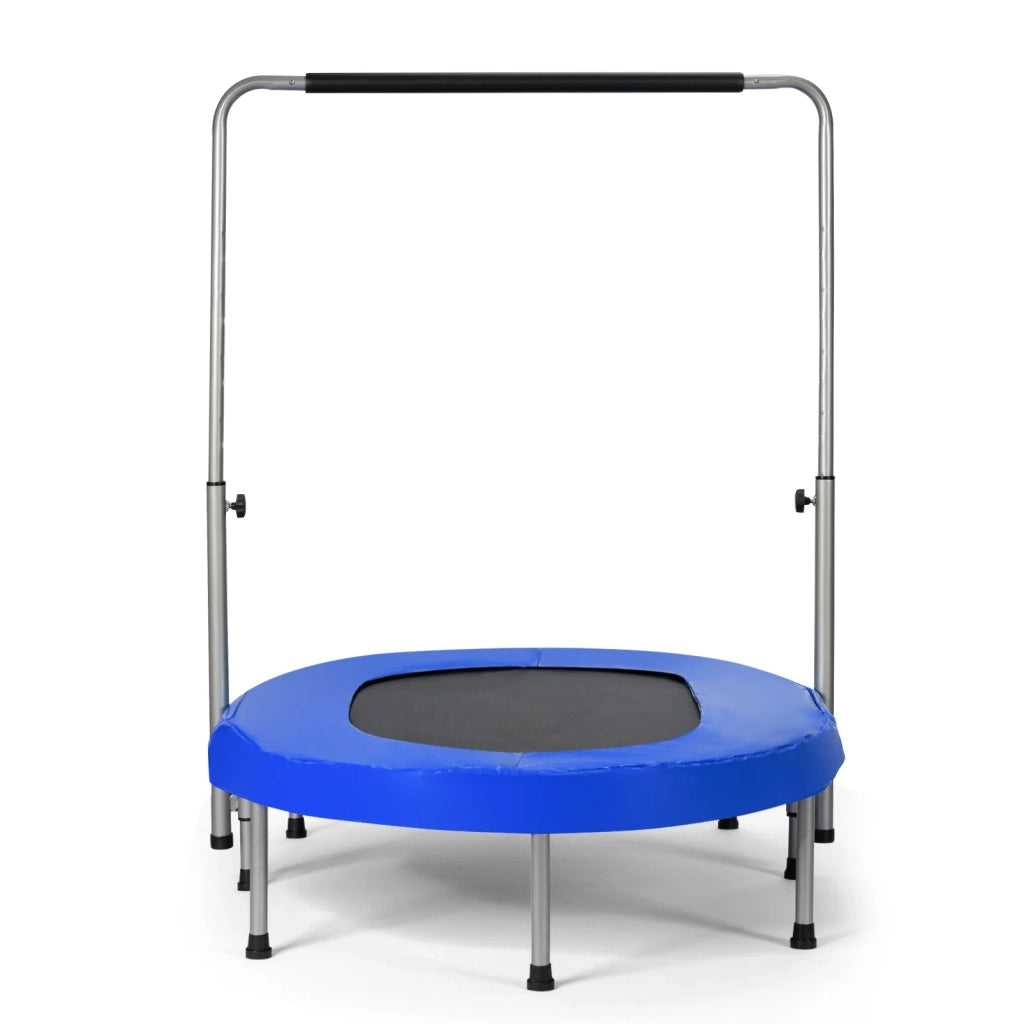 Trampolino doppio pieghevole 153 x 100 x 88-132 cm con maniglia regolabile 40 molle robuste atmosfera giocosa PVC blu 20_0014486