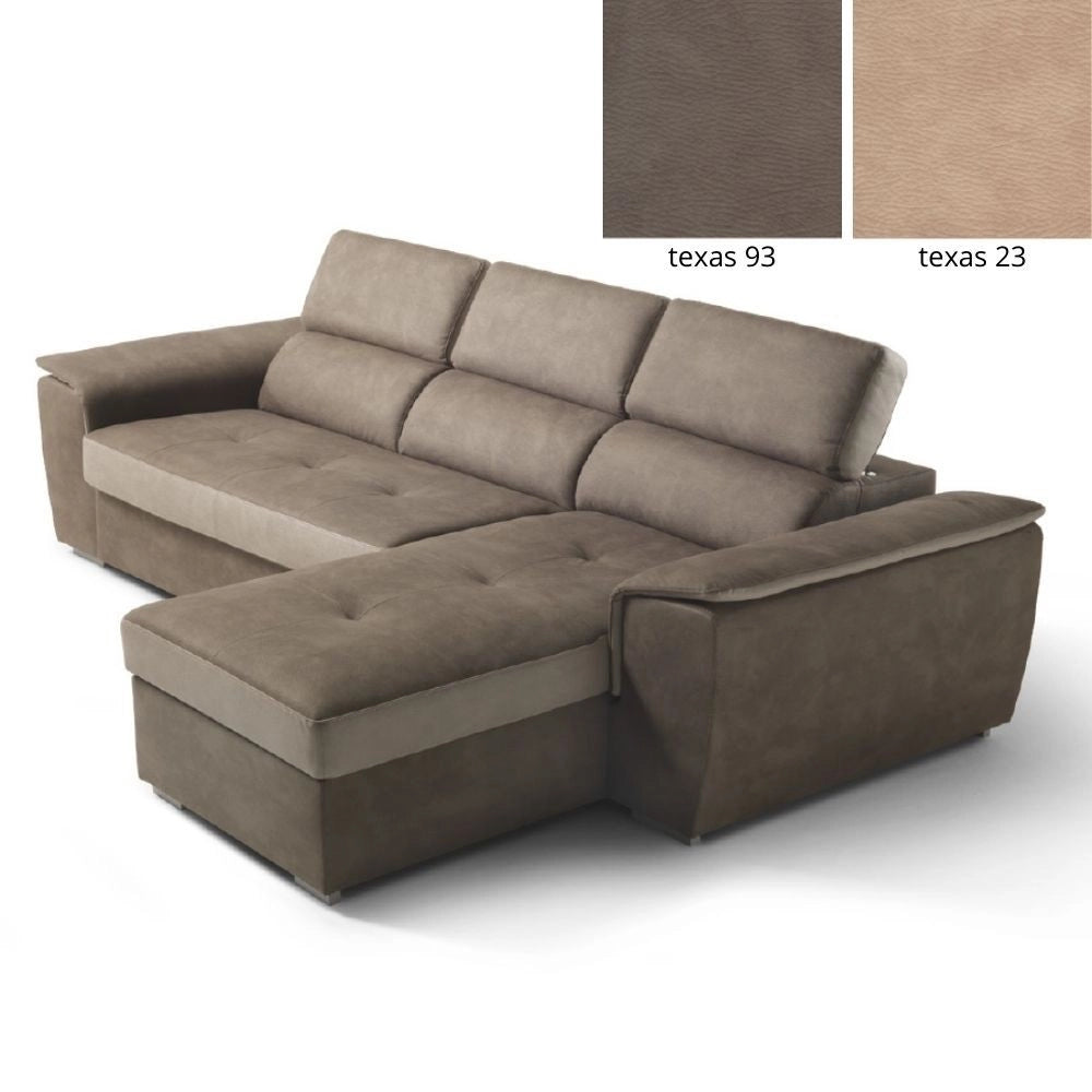 Divano letto Symposio con penisola marrone beige