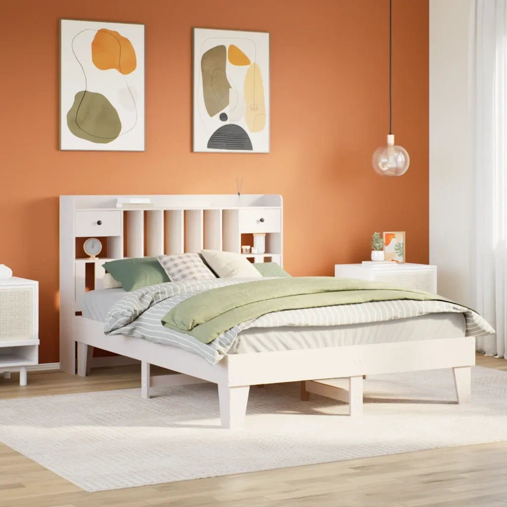Letto matrimoniale | Letto per adulti | Letto senza Materasso Bianco 160x200 cm Legno Massello di Pino