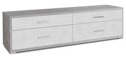 Mobile con 4 Cassetti 179x50x47 cm Cemento/Ossido Bianco