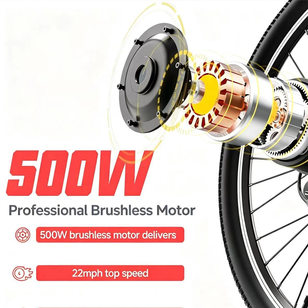 Bicicletta elettrica da 26 pollici,250 W nominali,750 W di picco con batteria rimovibile da 48V,5 velocit¨¤ di assistenza e 7 velocit¨¤ di cambio,doppi freni a disco