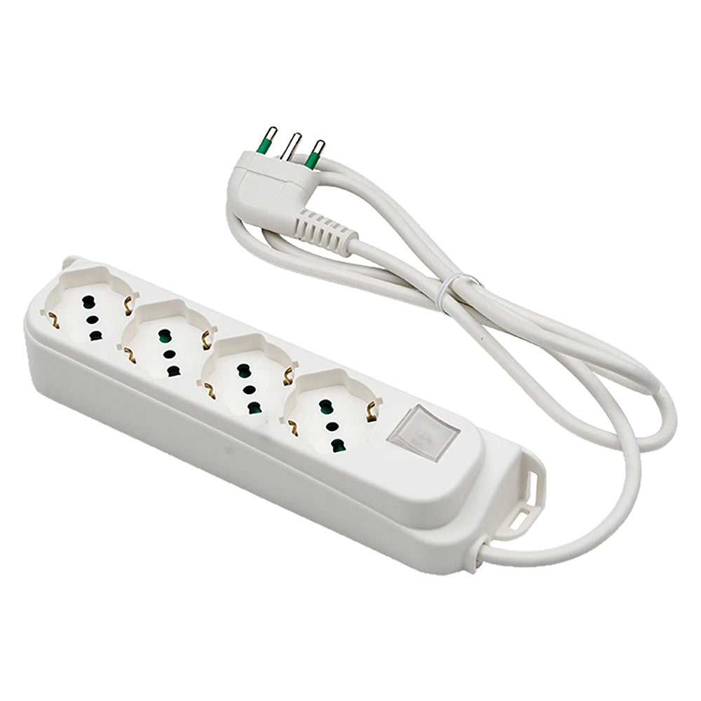 MULTIPRESA CON INTERRUTTORE 6 uscite / spina 2P+T 16A - bianca  - FANTON