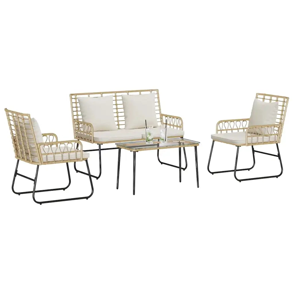 Set di Mobili da Giardino 4 pcs Nero e antracite polyrattan