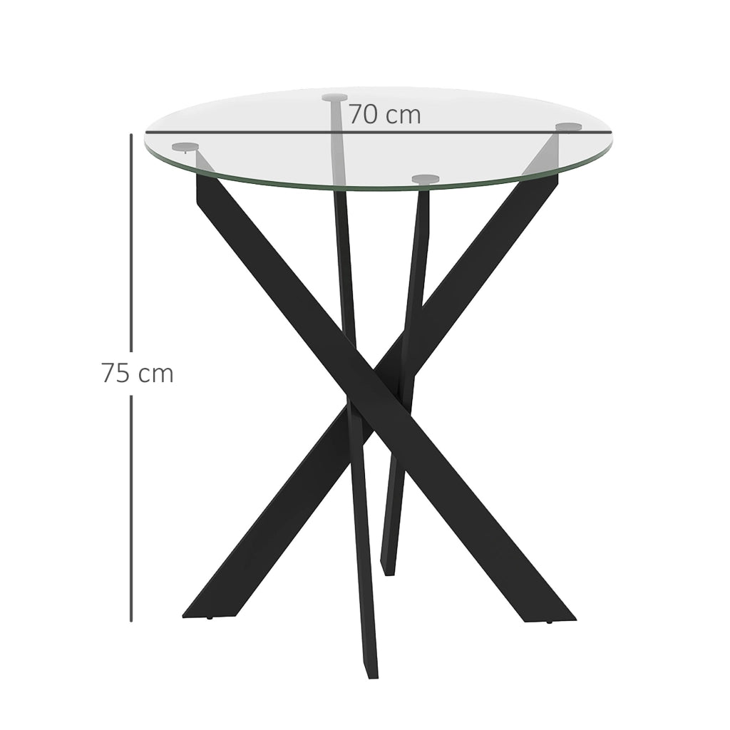 Tavolo da pranzo rotondo ¨C Xylo ¨C Vetro temperato e metallo nero, 70 cm, 4 persone