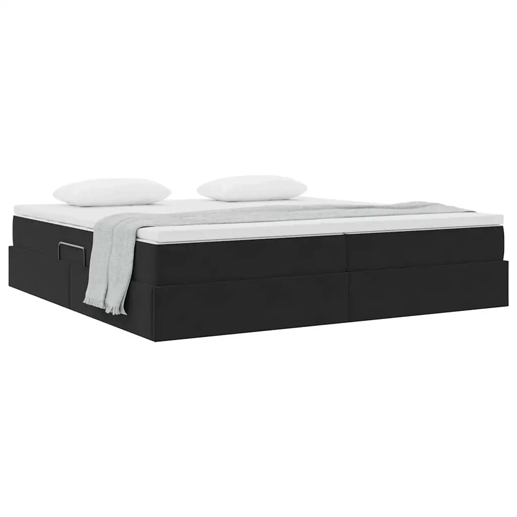 Letto con contenitore e materasso Nero 200 x 200 cm Velluto