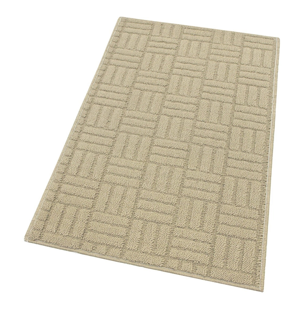 Tappeto Cucina Super Assorbente Tessitura 3D Tinta Unita Minimalista Moderno Beige - 50x145 Cm
