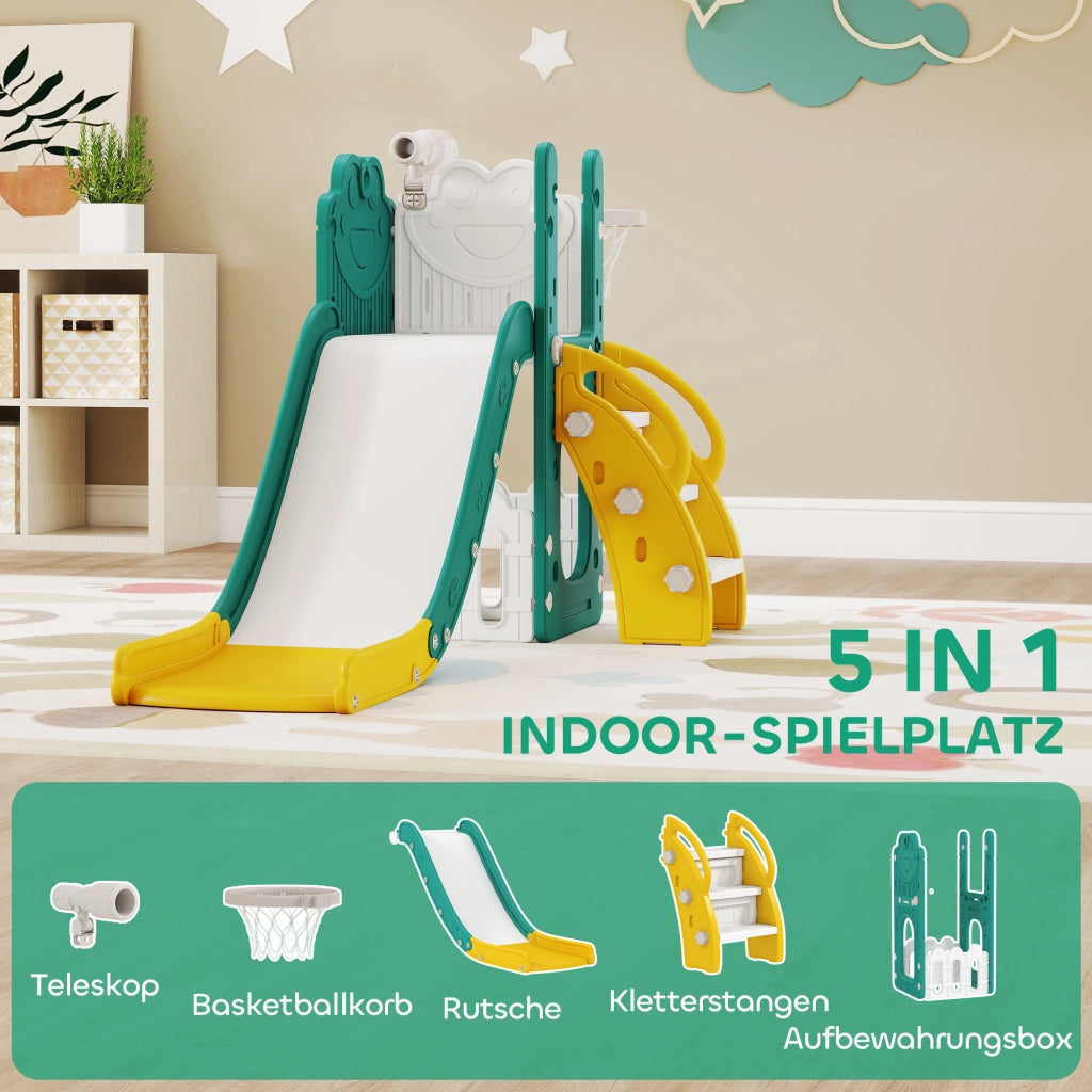 Set Scivolo 5 in 1 con Canestro Basket ¨C Xylo ¨C Giallo e Verde