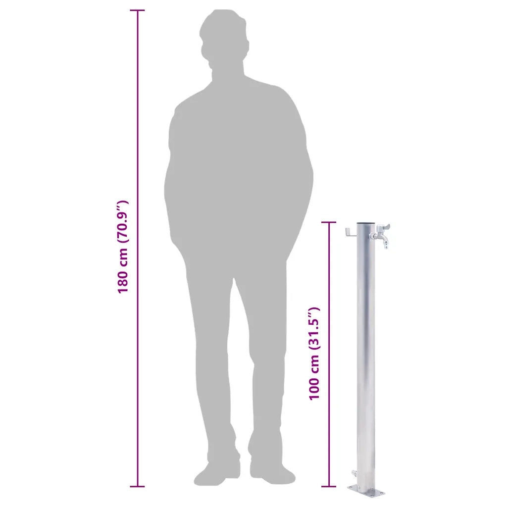 Colonna d'Acqua da Giardino 100 cm Acciaio Inox Rotonda 364503