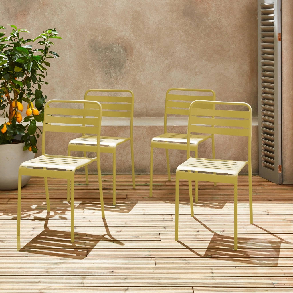 set 4 sedie da giardino bistrot in acciaio, giallo