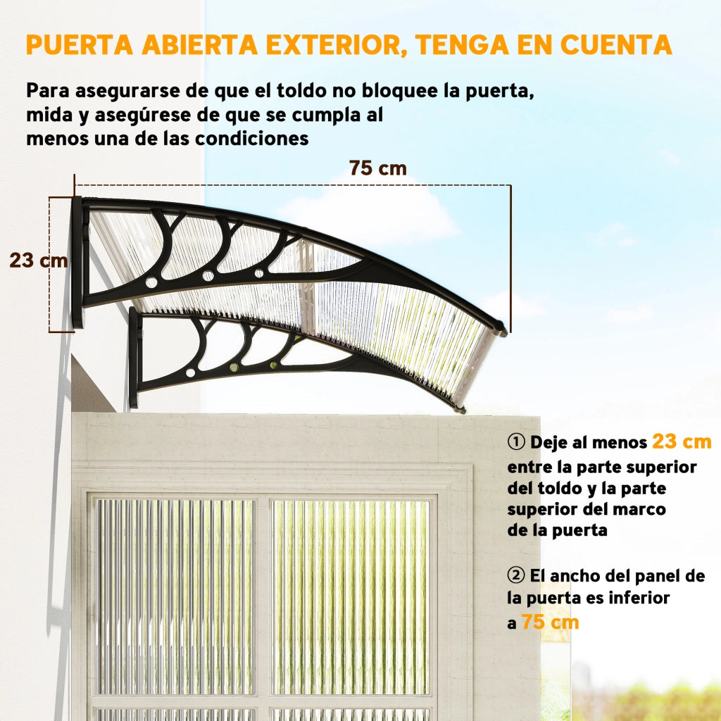 Tettoria per Porta e Finestra ¨C Minimal ¨C Grigio Trasparente 75x100 cm