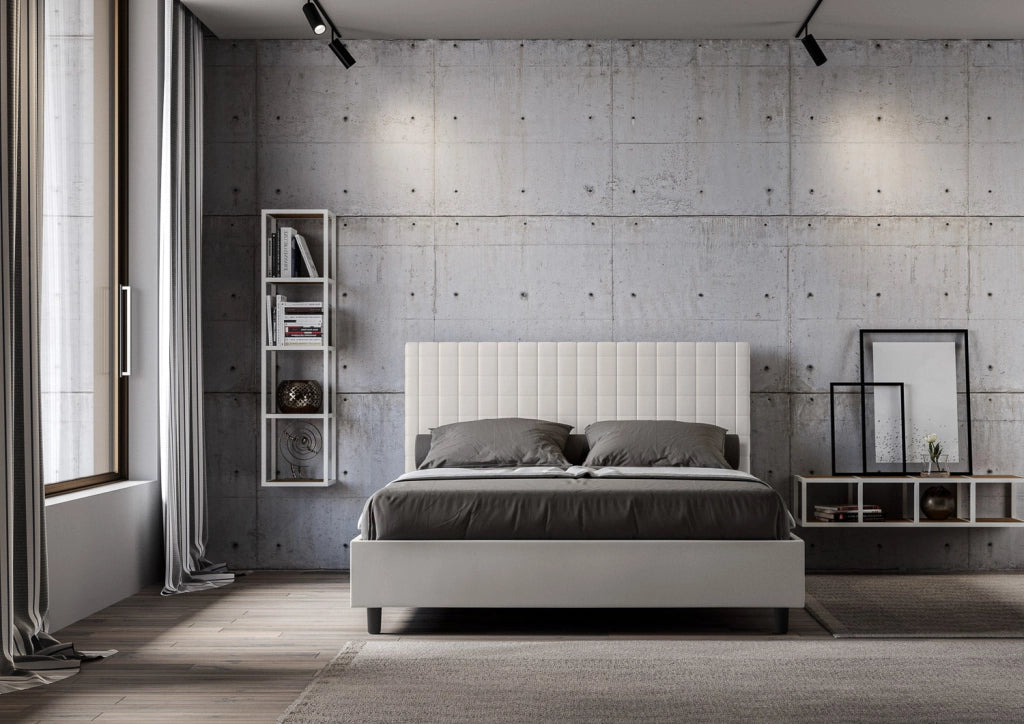 Letto Matrimoniale Extra Large 200x210 cm con Rete e Contenitore Sunny Bianco