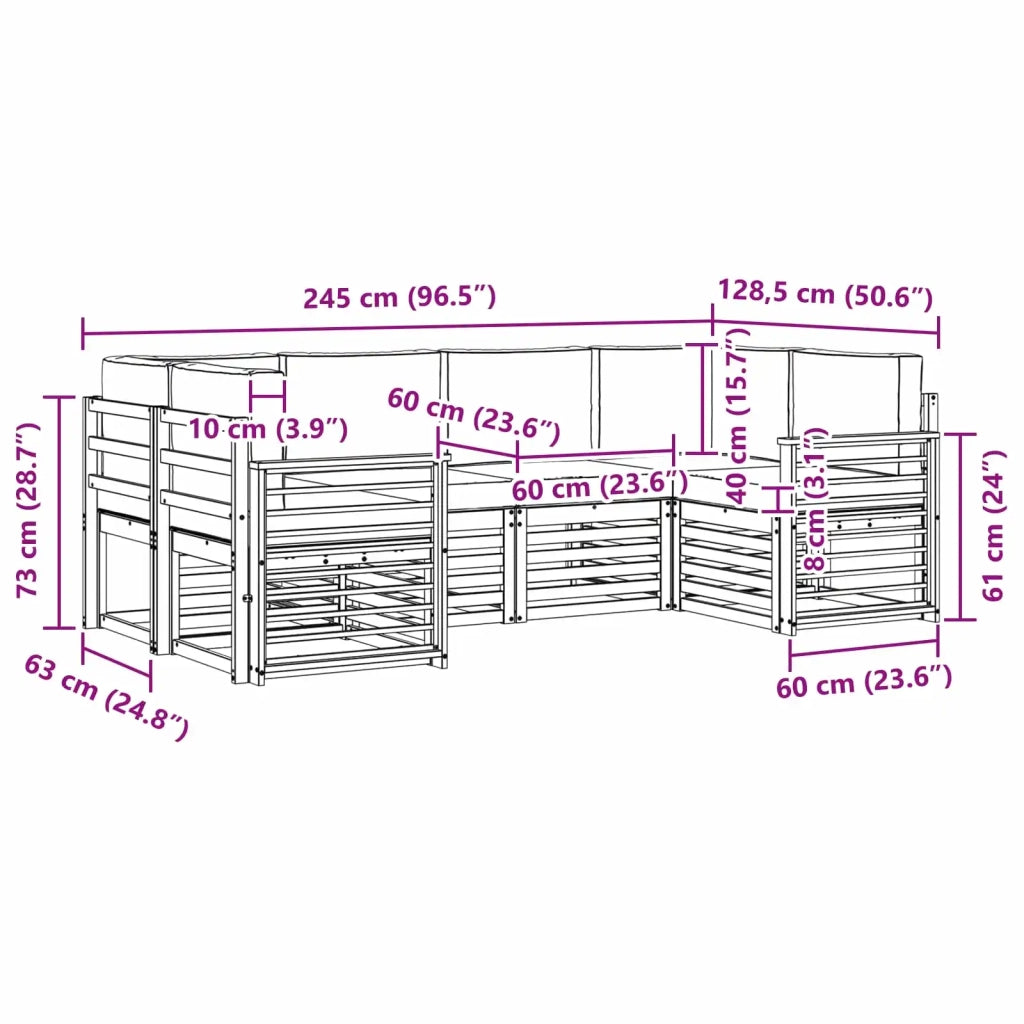 Set divano sezionale 6 pcs Bianco e Antracite 3392407