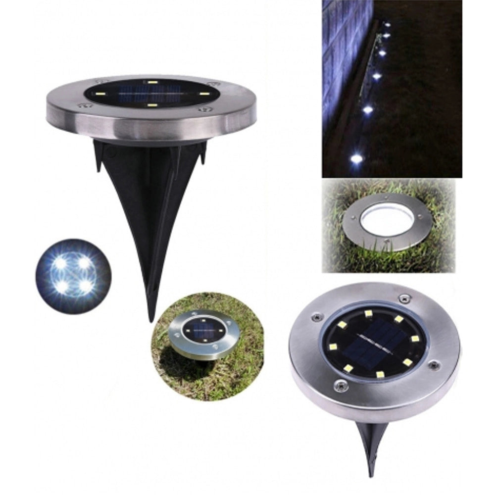 Trade Shop - Picchetto Segnapasso Bianco Freddo Pannello Solare Led Waterproof Illuminazione -