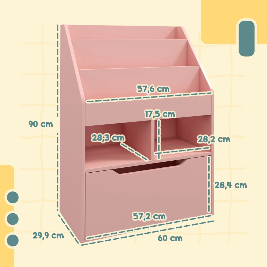 Libreria con cassetti e ripiani ¨C zephmum ¨C rosa 80x30x180