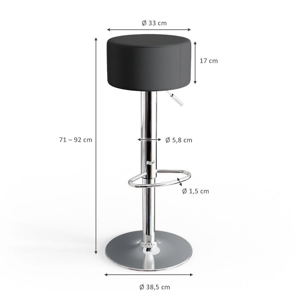 Vicco Set di 2 sgabelli da bar Nero 33 x 92 cm 2 parti