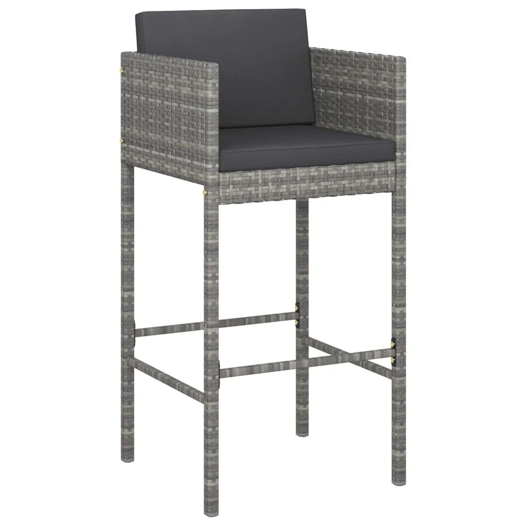 Sgabelli da Bar 4 pz con Cuscini Grigi in Polyrattan 316661