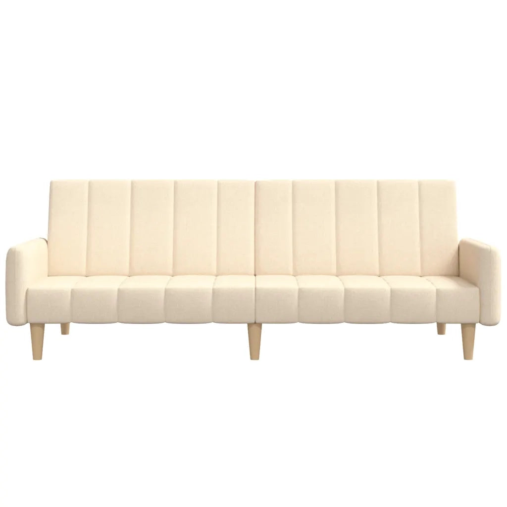 Divano Letto a 2 Posti Crema in Tessuto 375761