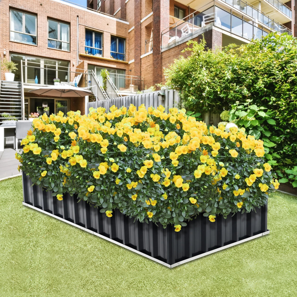 Aiuola Rialzata Zevenaar Bordatura Rettangolare in Acciaio Zincato 174x90x30 cm - Antracite [en.casa]