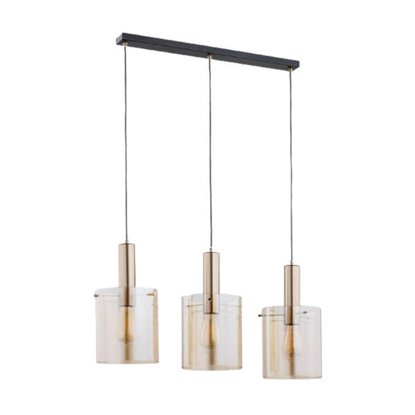 Lampada sospensione Celena 3 luci E27 ottone/nero Alfa