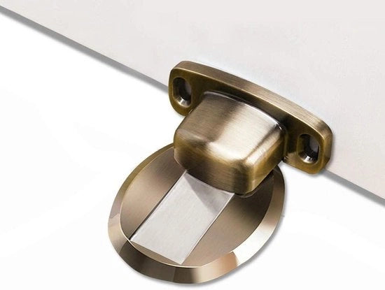 Deurstopper magnetico forte - metallo - deurstop pesante - 3M autoadesivo - occultare viti - fissato al pavimento - coppia - colore bronzo