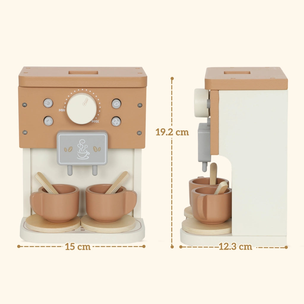 Set Macchina del Caff¨¨ Giocattolo in Legno per Bambini da 3 Anni con Accessori, Marrone