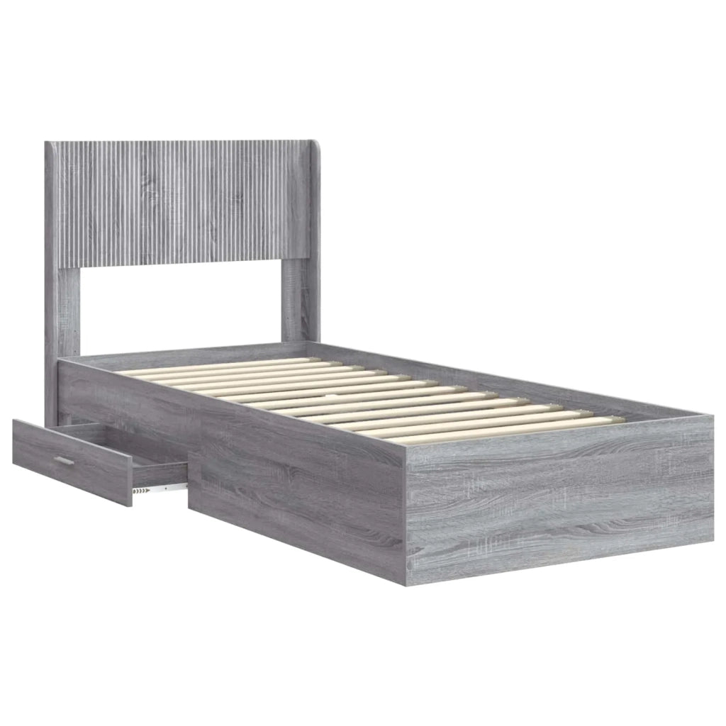 Struttura del letto con stoccaggio e testata Sonoma grigio 3414528