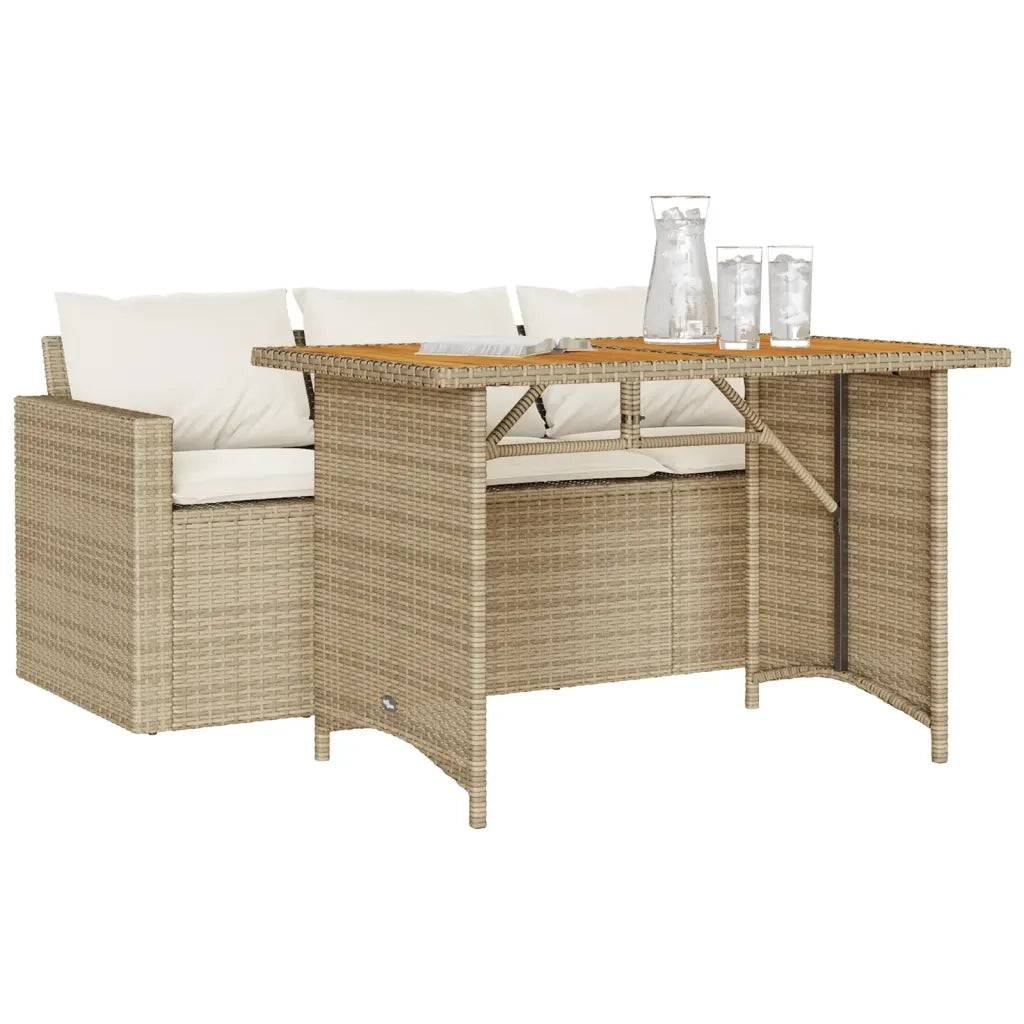 Set da Pranzo da Giardino 2 pz con Cuscini Beige in Polyrattan 366338