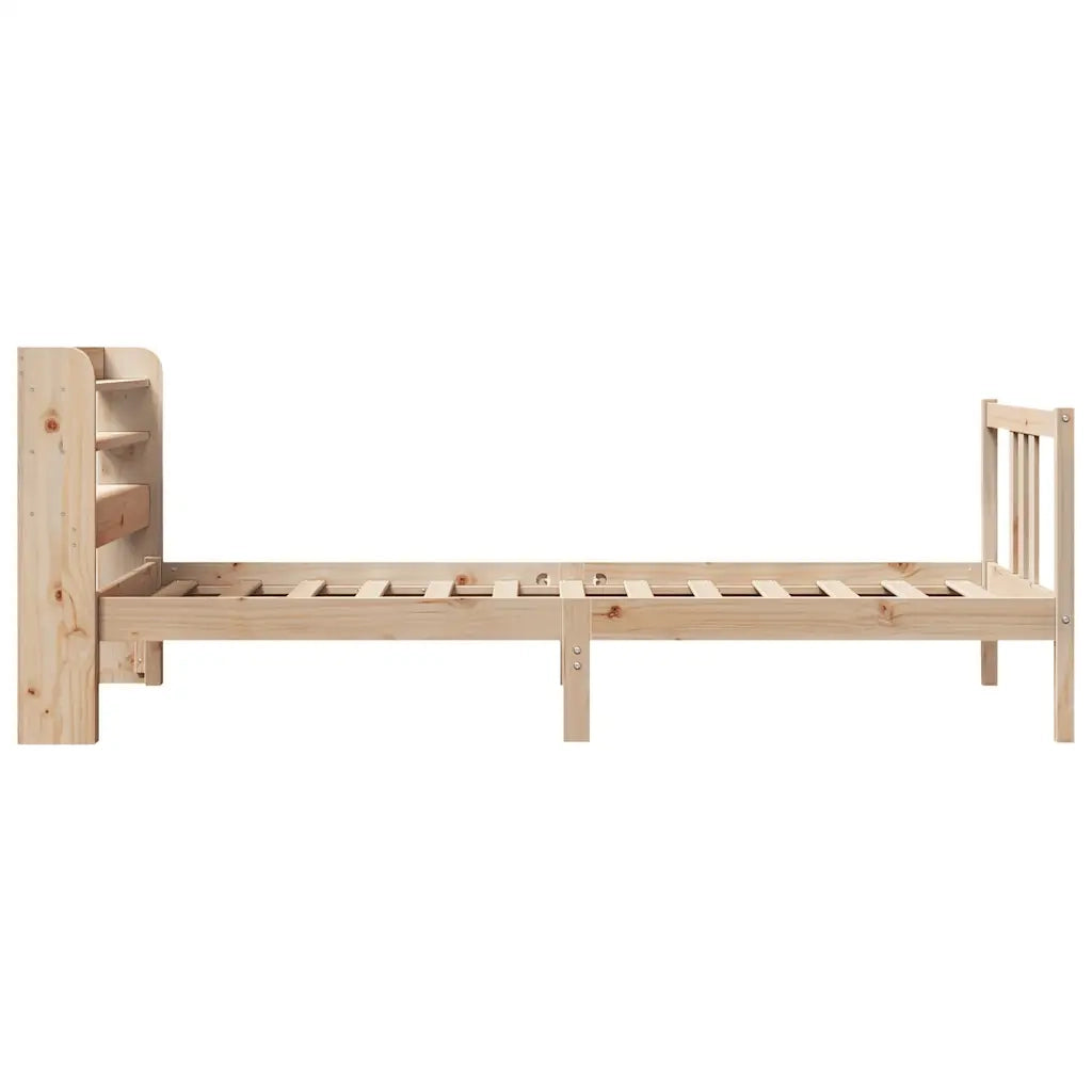 Letto singolo | Letto per adulti | Giroletto con Testiera 90x190 cm in Legno Massello di Pino