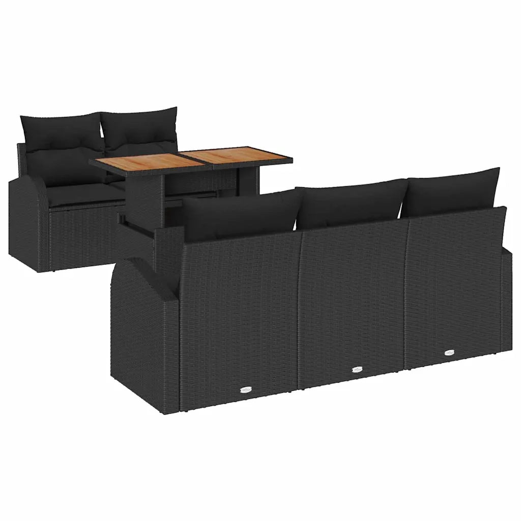 Set Divano da Giardino con archiviazione 6 pcs Nero Poly Rattan 3358263