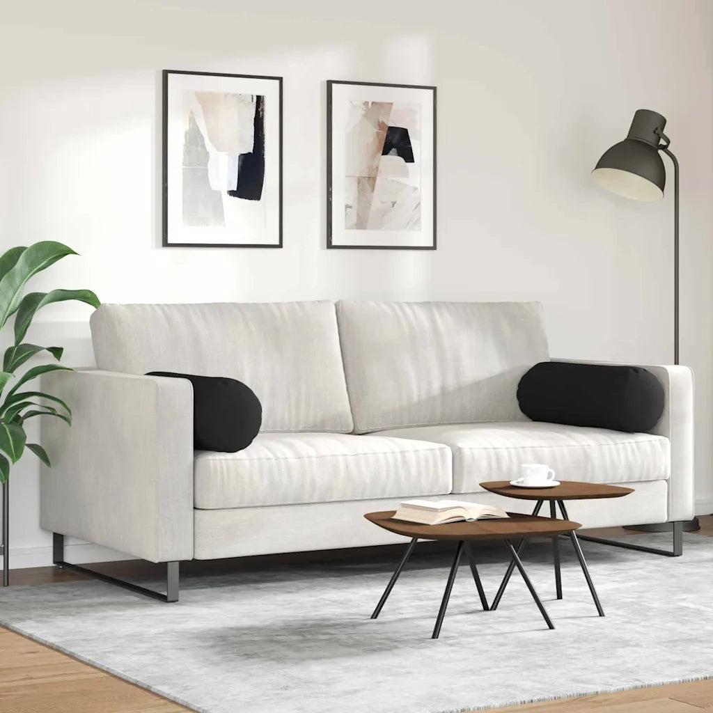 Cuscini a rullo 2 pcs Nero Ø 25 x 70 cm Tessuto in Microfibra 42014343