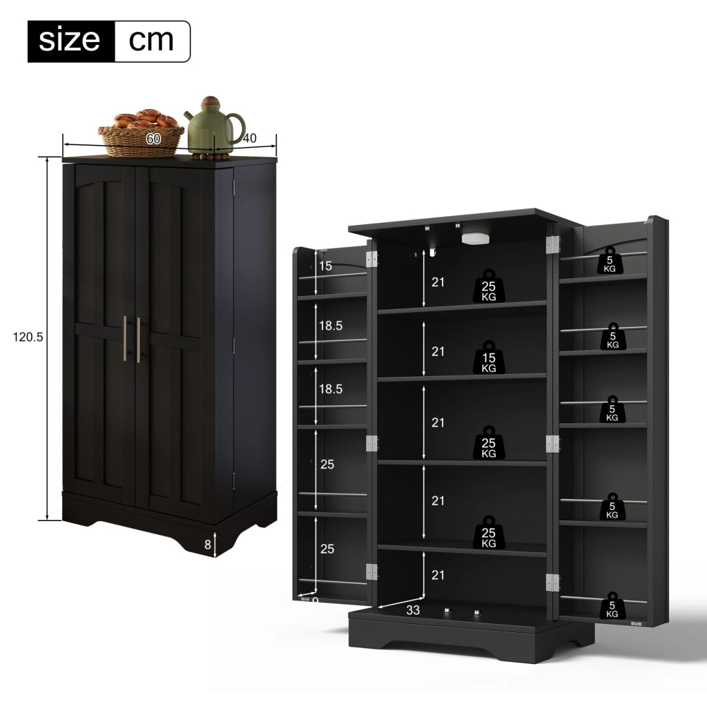 Mobile contenitore in MDF nero con luce LED a sensore