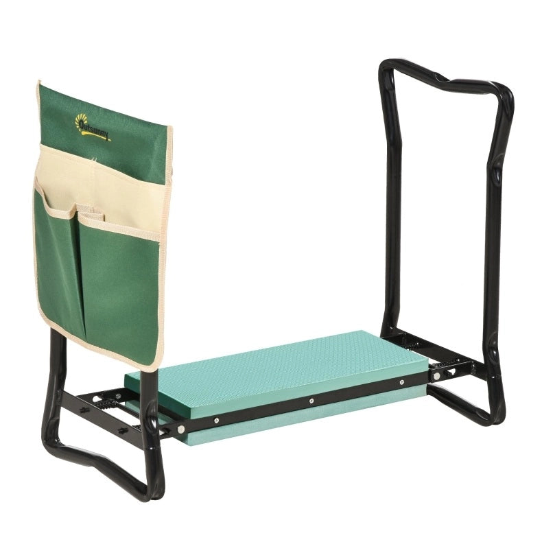Panca da ginocchia pieghevole 2-in-1 per giardino con borsa porta attrezzi, schiuma EVA, 58x28x49 cm