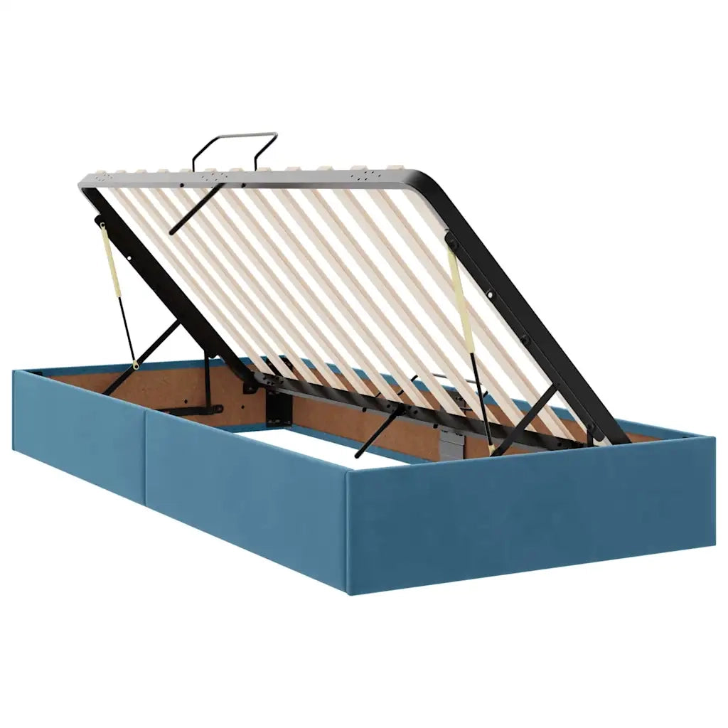 Letto con contenitore e LED Blu Scuro 100 x 200 cm Velluto