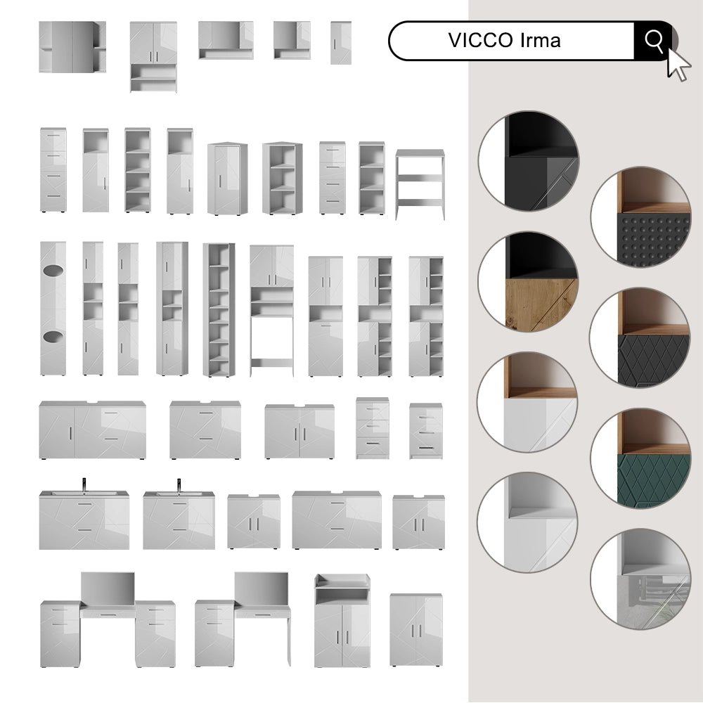 Vicco Set mobili bagno Antracite lucido 4 parti