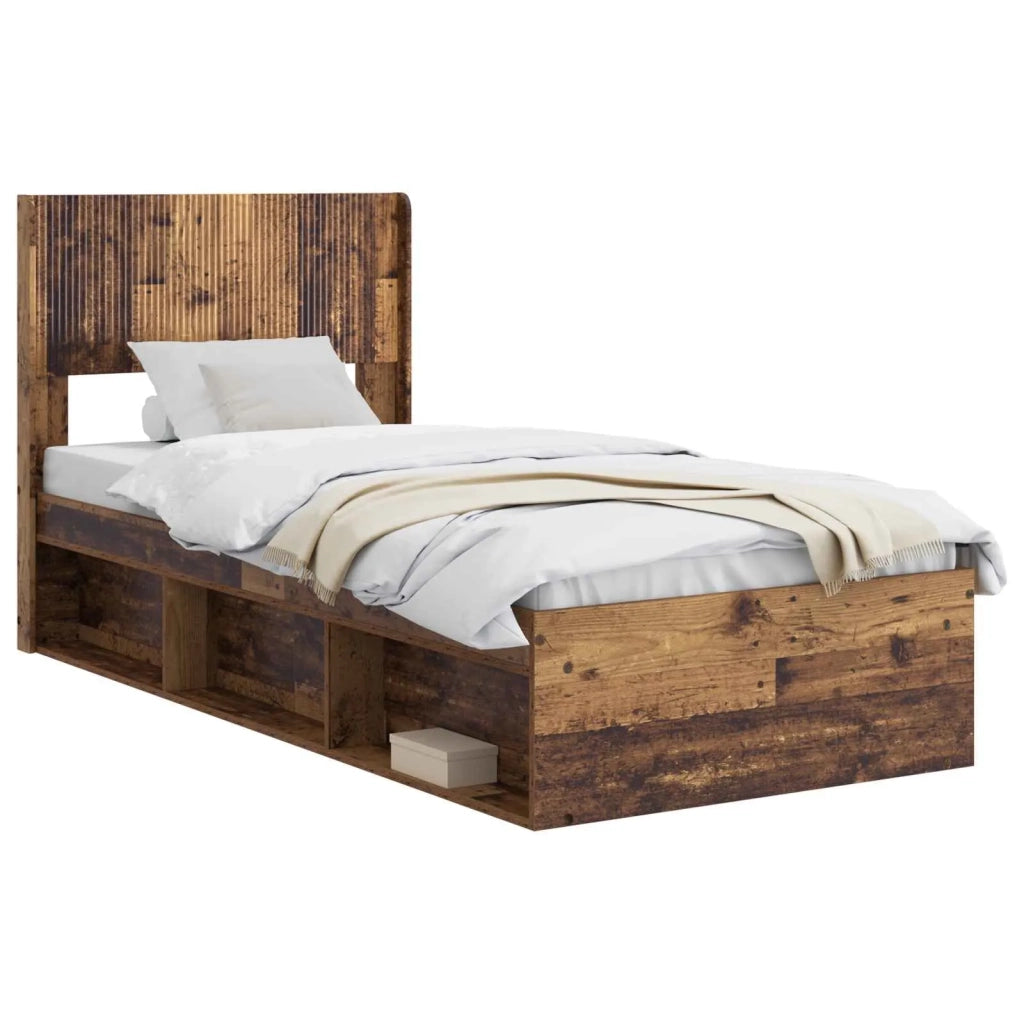 Struttura del letto con stoccaggio e testata Legno antico 3414273