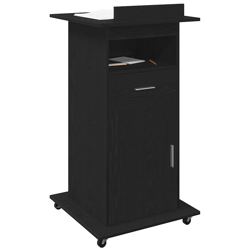 Podio con ruota Rovere Nero 55 x 55 x 107 cm Legno multistrato 862299