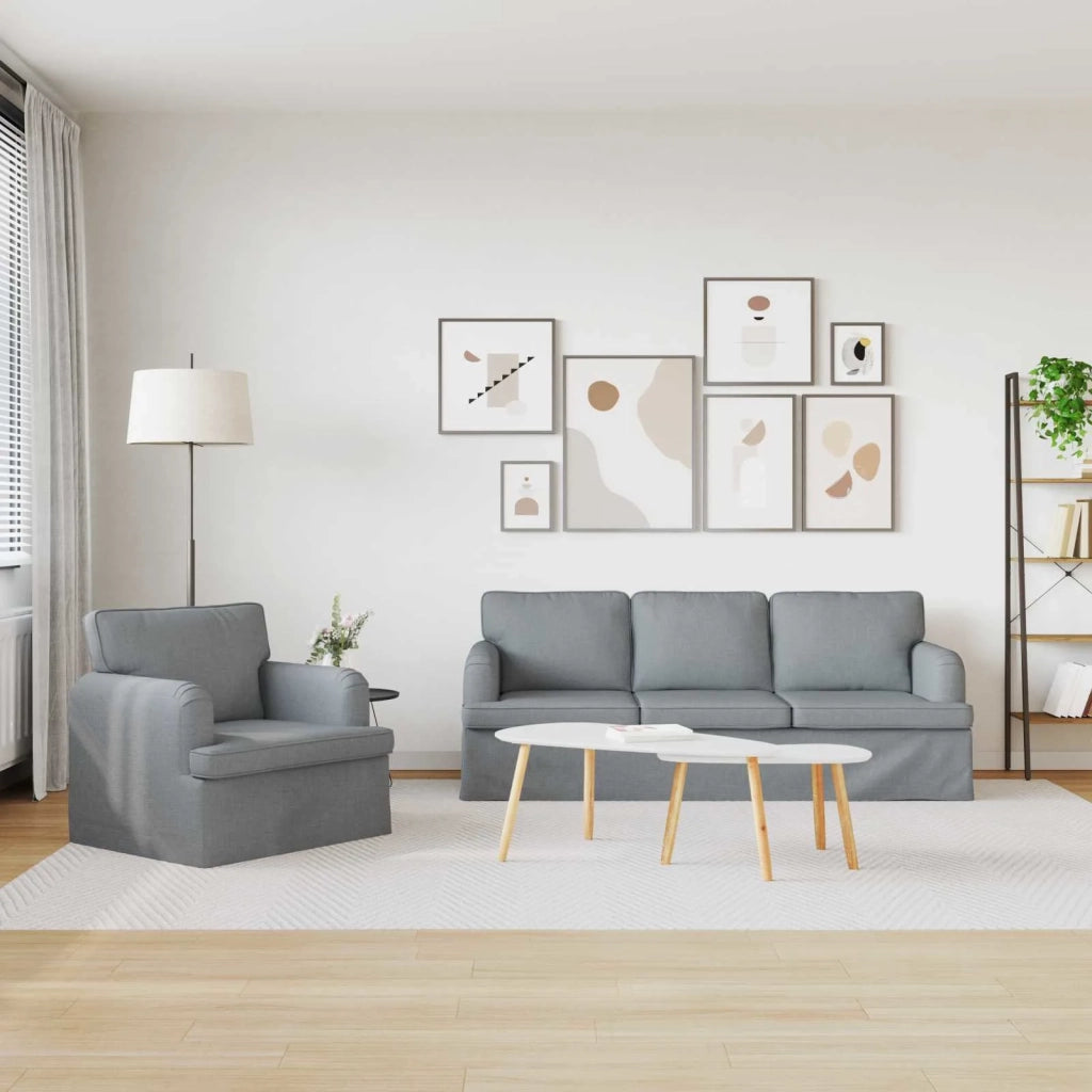 Set di divani 2 pcs Grigio chiaro 201 x 80 x 85 cm Tessuto 3407604