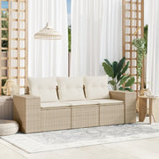 Set Divano da Giardino 3 pz con Cuscini Beige in Polyrattan 3254595