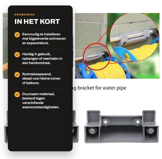 Supporto per tubi 2x - Manicotto per tubi - Attacco per montaggio a mano - Morsetto per parete - Supporto per tubi in plastica - Facile da installare - Supporto per tubi