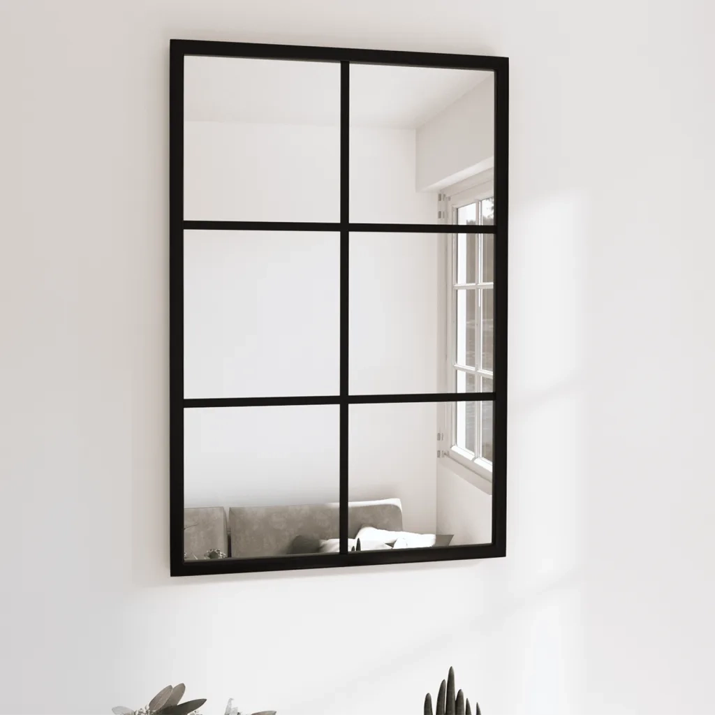 Specchio da Parete Nero 60x40 cm in Metallo 342205