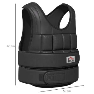 Giubbotto zavorrato 30 kg regolabile, 35 sacchetti peso, tessuto Oxford e metallo, nero, 60x50 cm, per allenamento forza