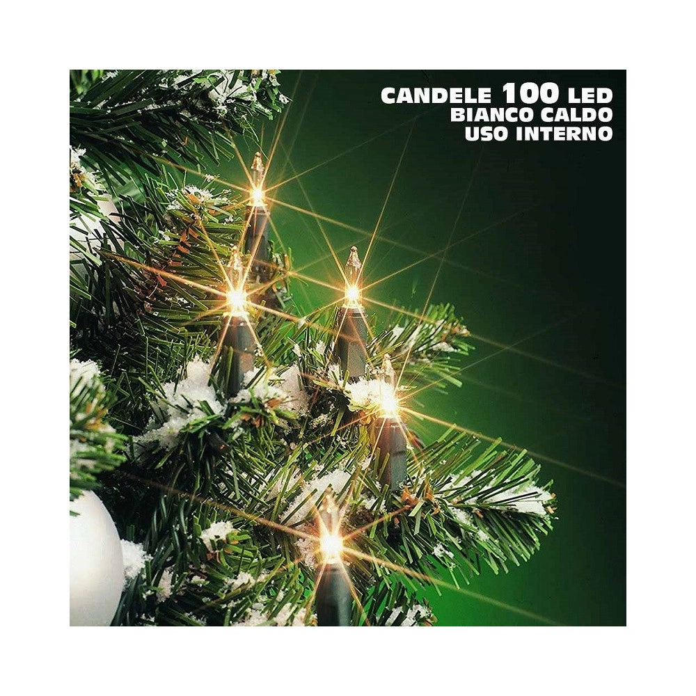 Trade Shop - Catena Candele Natalizie 100 Led Bianco Caldo 942cm Uso Interno Decoro Natale -