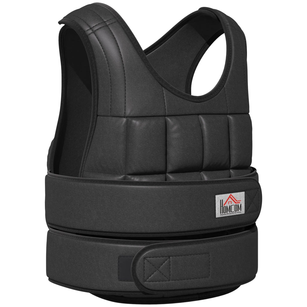 Giubbotto zavorrato 30 kg regolabile, 35 sacchetti peso, tessuto Oxford e metallo, nero, 60x50 cm, per allenamento forza