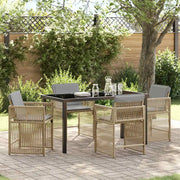 Set da Pranzo per Giardino 5 pcs Beige polyrattan